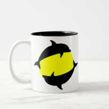 Yin Yan och söta delfiner i sol