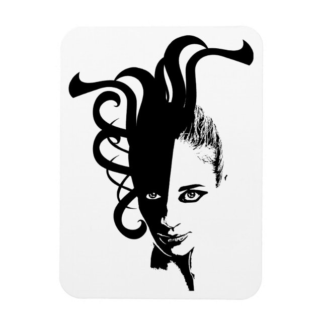 Yin Yan Ying Yang Womans Ansikte Original art Magnet (Vertikal)