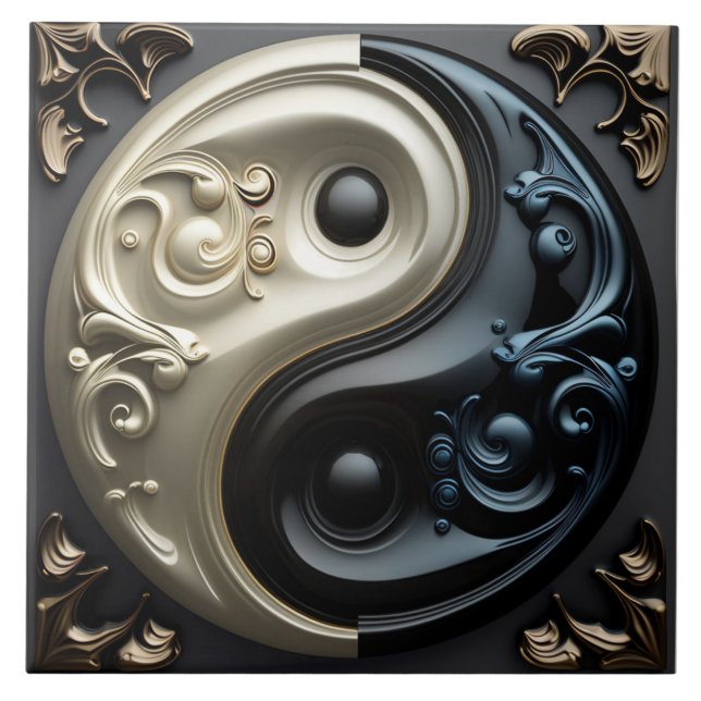 Yin Yang 3D Effect Ceramic Tile Kakelplatta (Framsidan)