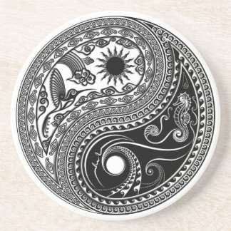 Yin & Yang 3D Sol & Måne Himlar & Sea Sandstone Ku Underlägg