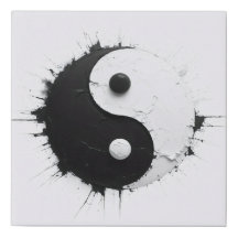 Yin Yang: Abstrakt Balance - Textured Splatter Art