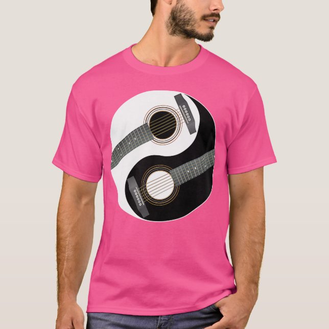 Yin Yang Acoustic Guitar Guitarists Musician Gif T Shirt (Framsida)
