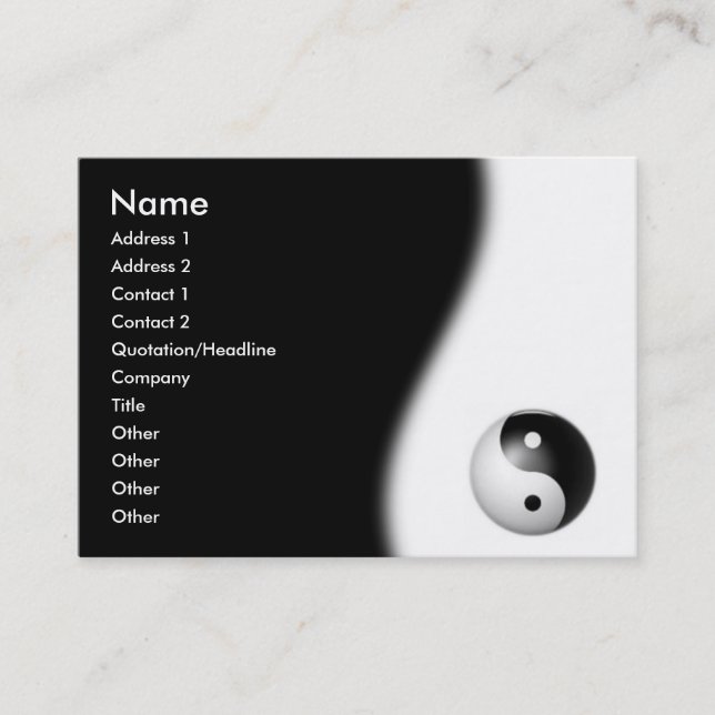 Yin-Yang-Affärskortet Visitkort (Framsida)