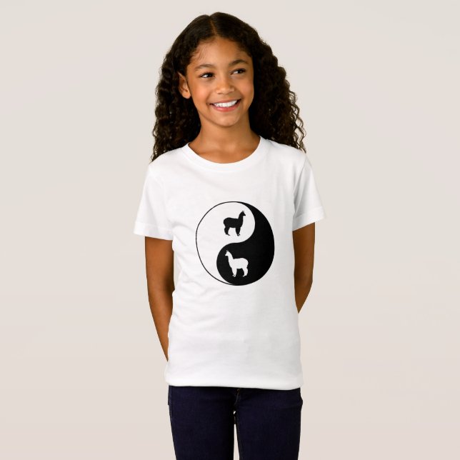 Yin Yang Alpacakonst Tee Shirt (Hel framsida)