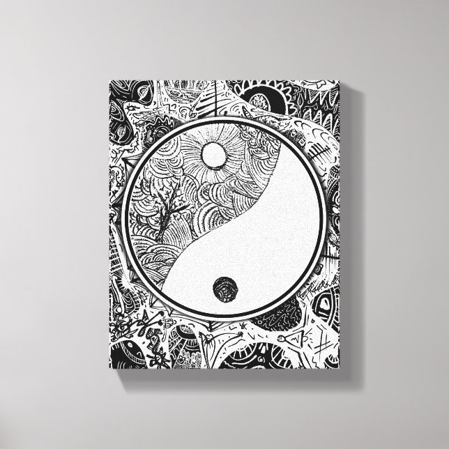Yin Yang Alternativ Cirkulär Linje Canvastryck (Framsida)
