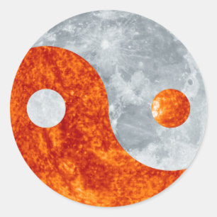 Yin & Yang Andlig Harmony Sol & Måne Sticker Runt Klistermärke