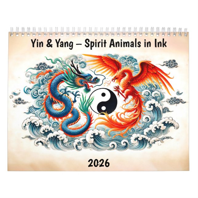 Yin & Yang – Andliga djur i bläck Kalender (Omslag)