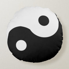 Yin Yang Anpassade Black and White Rund Kudde