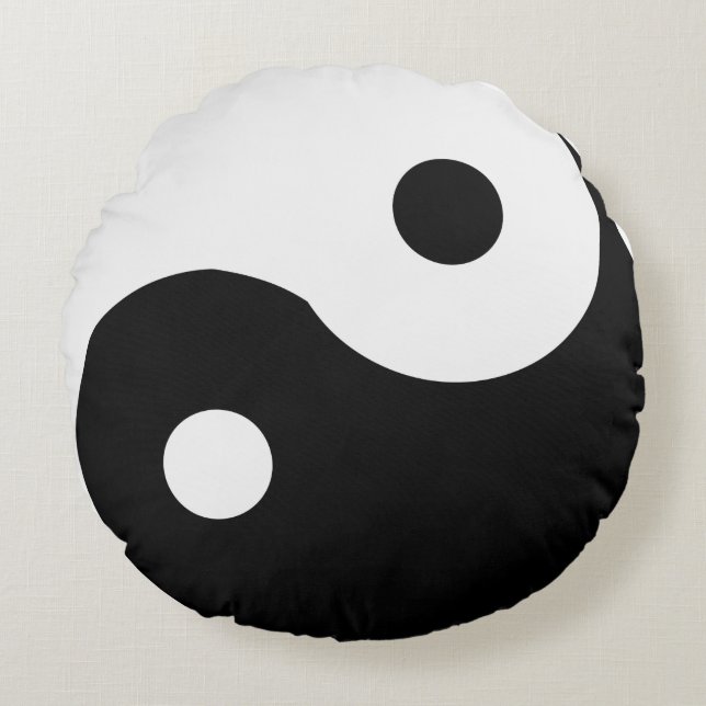 Yin Yang Anpassade Black and White Rund Kudde (Framsidan)