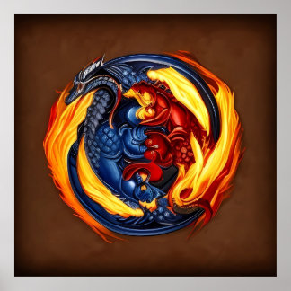 Yin Yang Art Fire and Vatten Poster