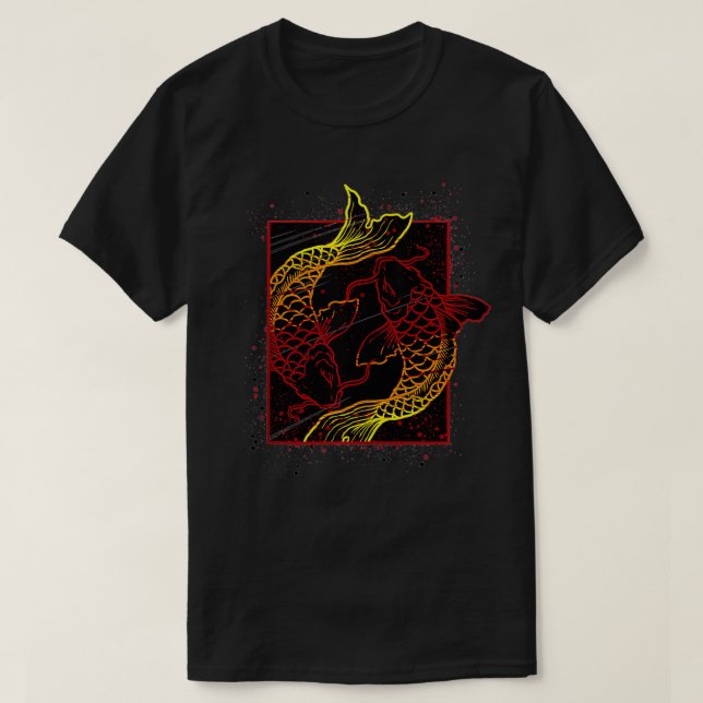 Yin Yang Asian Koi Fish Traditional Japaneses T Shirt (Design framsida)