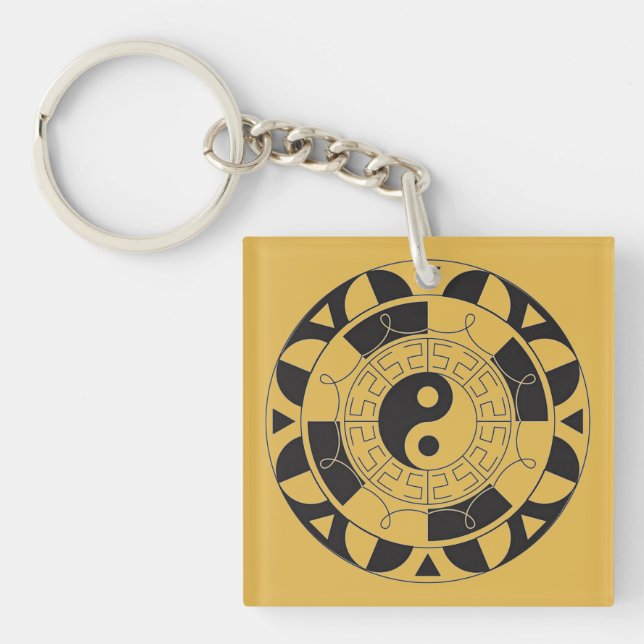Yin & Yang Asian Symbol Meanings Square, Nyckelrin (Framsidan)