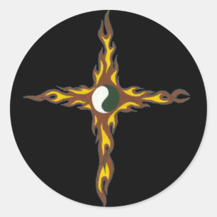 Yin Yang avfyrar kor Runt Klistermärke