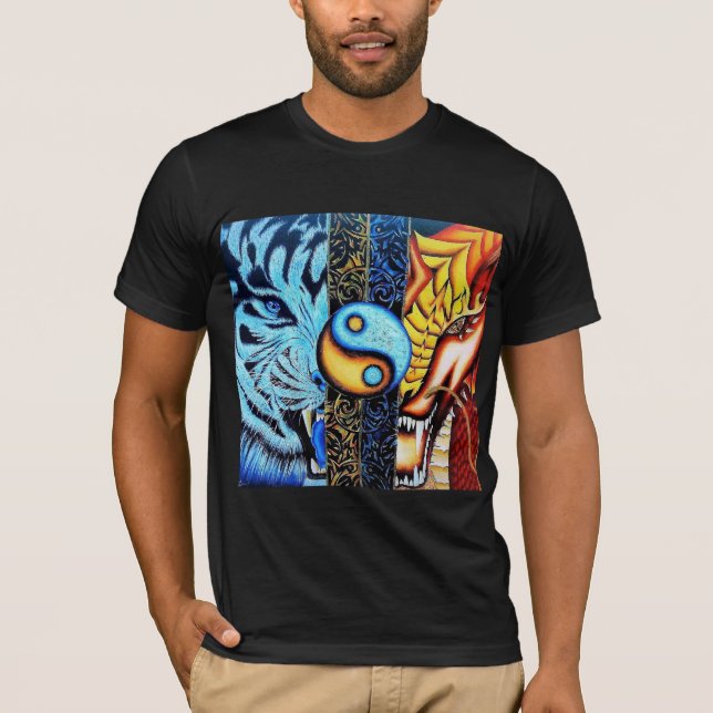 Yin Yang Balance of Ice and Fire T Shirt (Framsida)