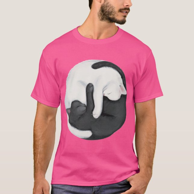 Yin Yang Balancing Cats gift gift T Shirt (Framsida)