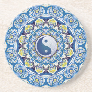 Yin Yang Balans Liv Blå Gul Mandala Underlägg
