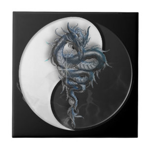Yin Yang belägger med tegel den kinesiska draken Kakelplatta