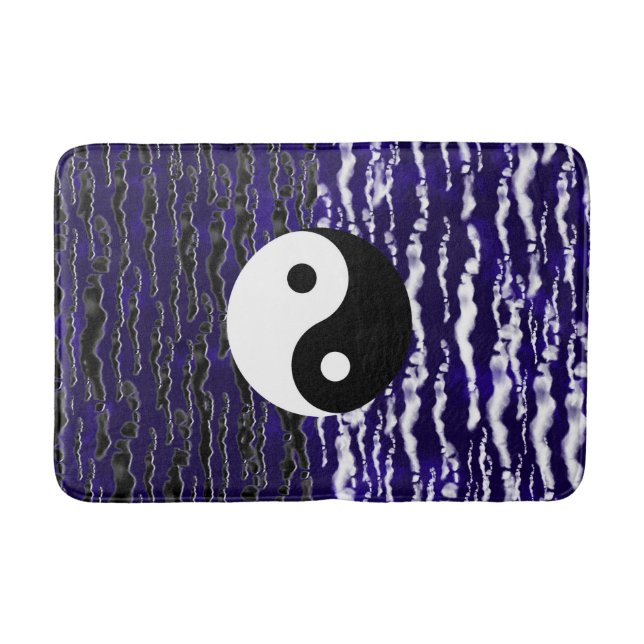 Yin Yang Blå Lugnhet Zen Energi Badrumsmatta (Framsidan)