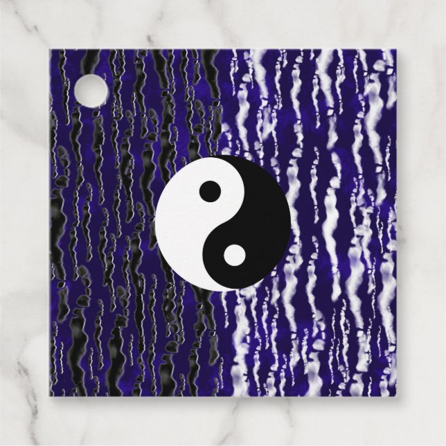 Yin Yang Blå Lugnhet Zen Energi Chi Fest Gåvor Etiketter (Framsida)
