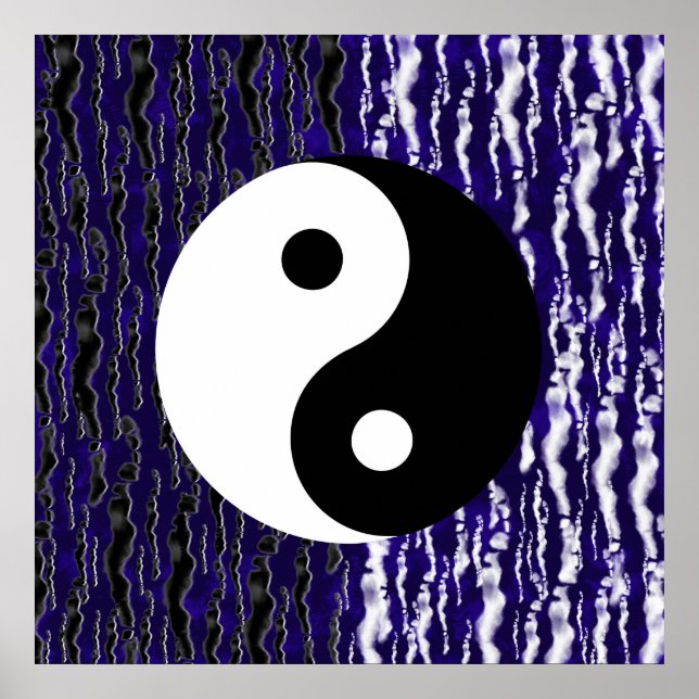 Yin Yang Blå Lugnhet Zen Energi Poster (Framsidan)