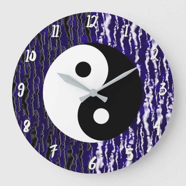Yin Yang Blå Lugnhet Zen Energi Stor Klocka (Framsida)