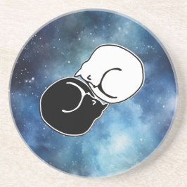 Yin Yang Black and White Cats Kittens Curled Up Underlägg