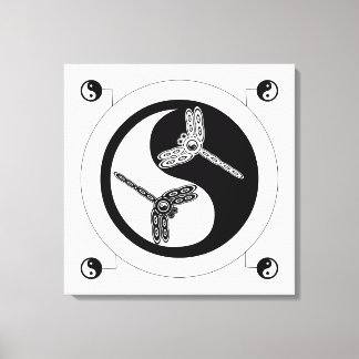 Yin Yang Black and White Figur 8 Dragonflies Canvastryck