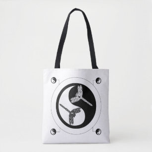Yin Yang Black and White Figur 8 Dragonflies Tote Tygkasse