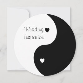 Yin Yang Black and White Hearts Bröllop Inbjudningar