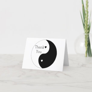 Yin Yang Black and White Hearts Bröllop Tack Kort