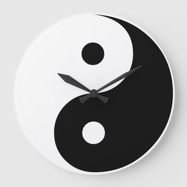 Yin Yang Black and White Illustration Template Stor Klocka (Framsida)