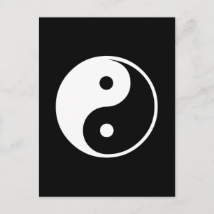 Yin Yang Black and White Illustration Template Vykort
