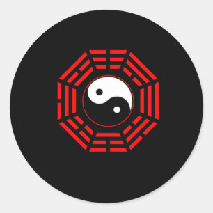 Yin Yang Black and White Red Mandala Yoga China Gi Runt Klistermärke