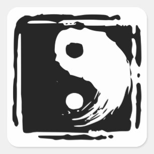 Yin Yang, Black and White Square Symbol, Fyrkantigt Klistermärke