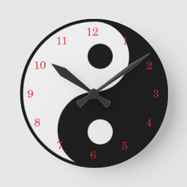 Yin Yang Black and White Symbol Clock Rund Klocka