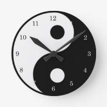 Yin Yang Black and White Symbol Clock