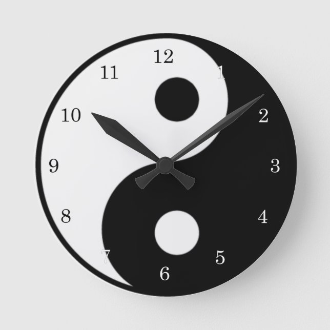 Yin Yang Black and White Symbol Clock Rund Klocka (Framsida)