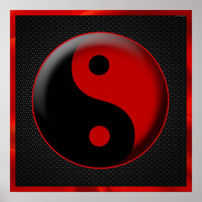YIN YANG BLACK RED 3D POSTER (Framsidan)