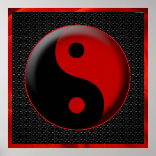 YIN YANG BLACK RED 3D POSTER (Framsidan)