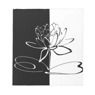 Yin Yang Black White Lotus Blommar Anteckningsblock