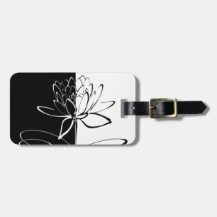 Yin Yang Black White Lotus Blommar Bagagebricka