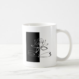 Yin Yang Black White Lotus Blommar Kaffemugg