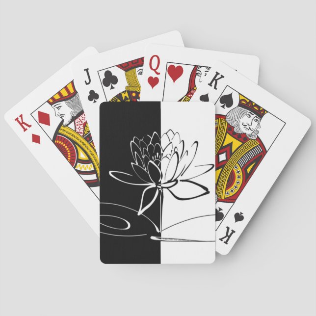 Yin Yang Black White Lotus Blommar Kortlek (Baksidan)