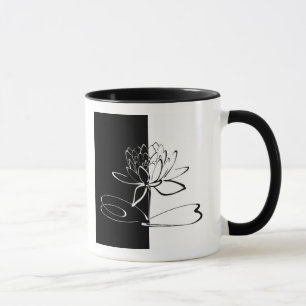 Yin Yang Black White Lotus Blommar Mugg