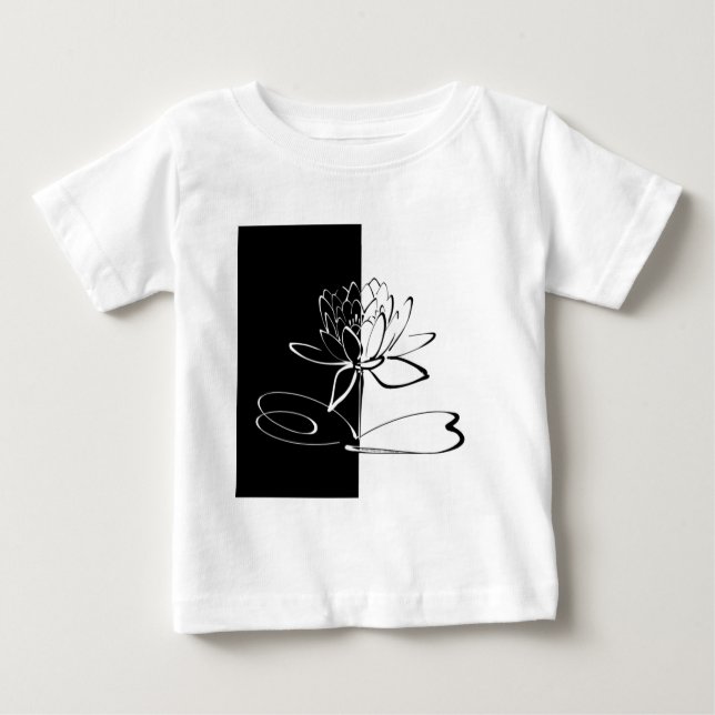 Yin Yang Black White Lotus Blommar T-shirt (Framsida)
