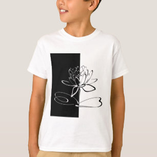 Yin Yang Black White Lotus Blommar Tee