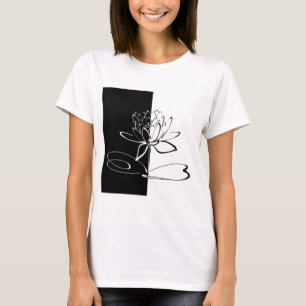 Yin Yang Black White Lotus Blommar Tee