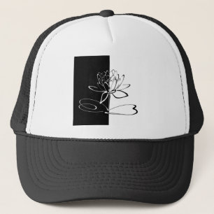 Yin Yang Black White Lotus Blommar Truckerkeps