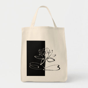 Yin Yang Black White Lotus Blommar Tygkasse