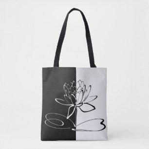 Yin Yang Black White Lotus Blommar Tygkasse